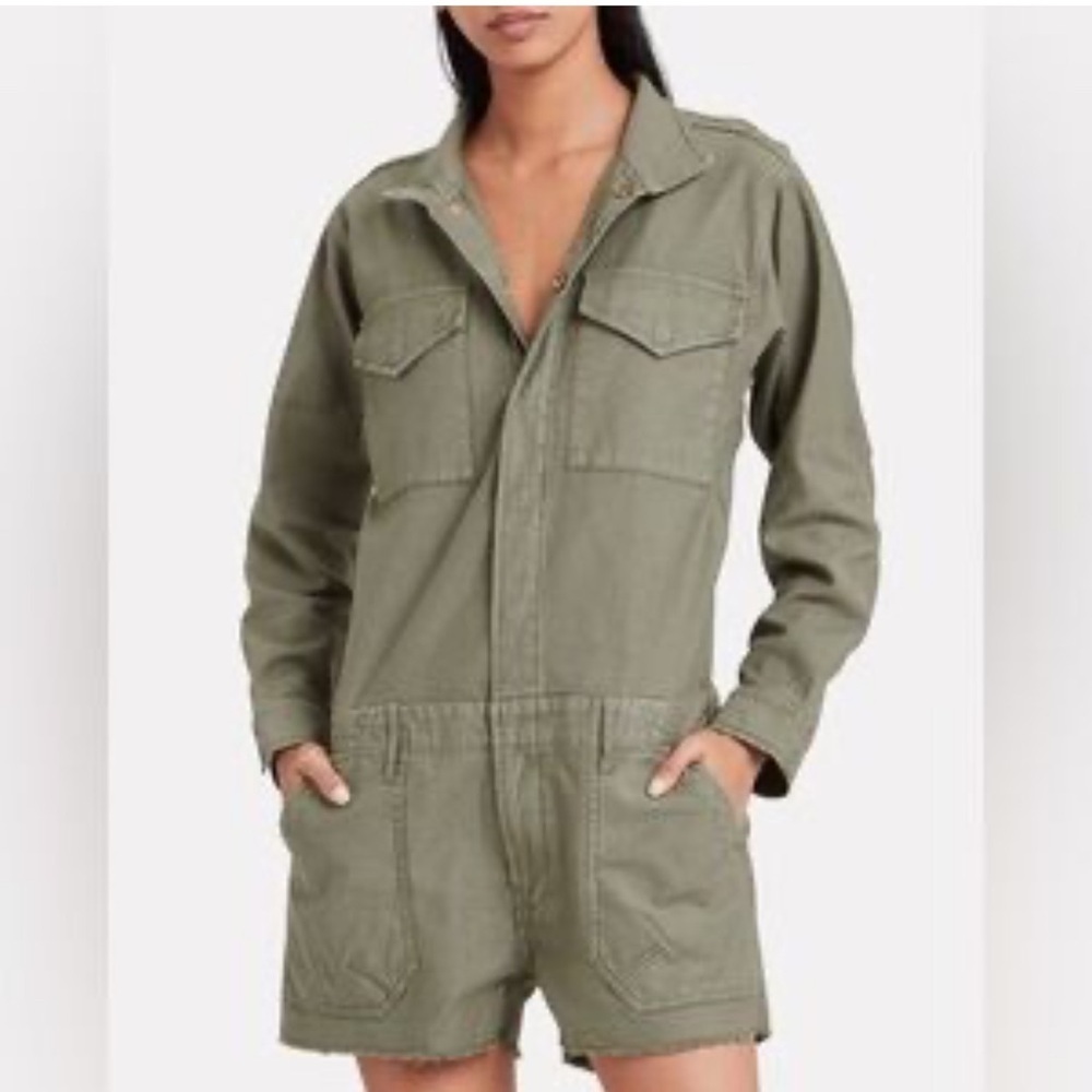 FRAME Denim Army Green Utility Romper Long Sleeve Size S - Picture 10 of 10